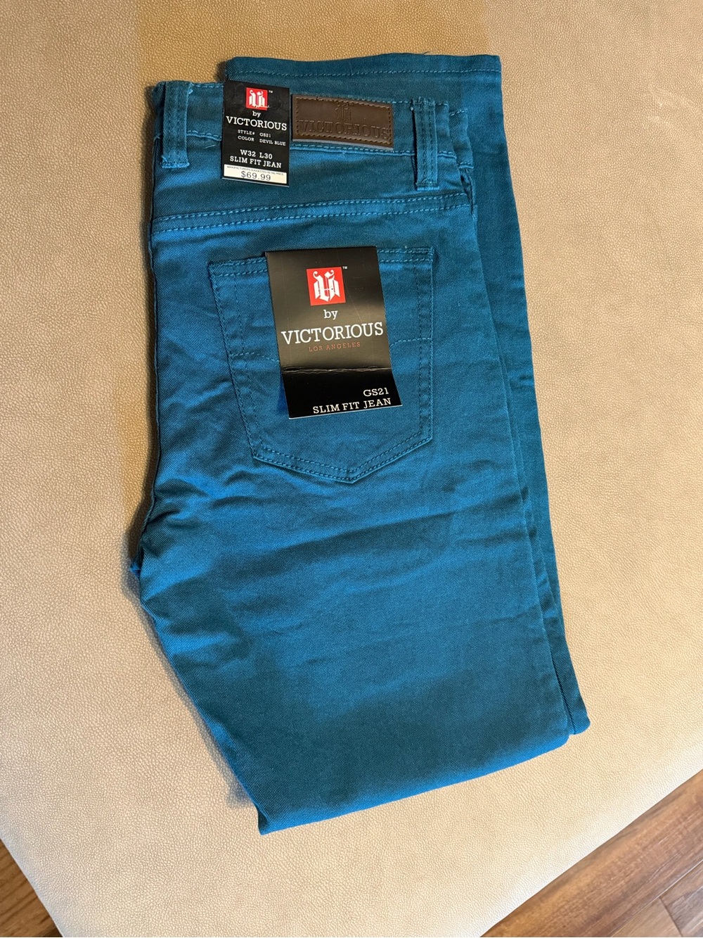 Men’s NWT Victorious Slim Fit Jeans in Teal Blue 32x30